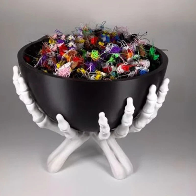 Gothic Skeleton Hands Halloween Candy Bowl - detail