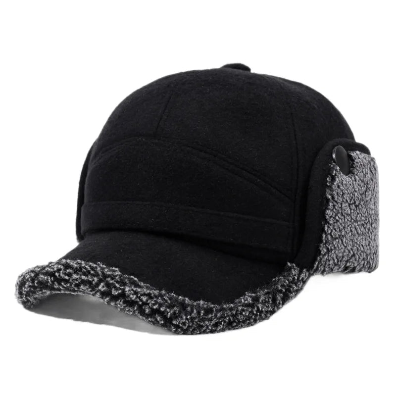 Baseball Cap with Fleece Earflaps for Winter - detail