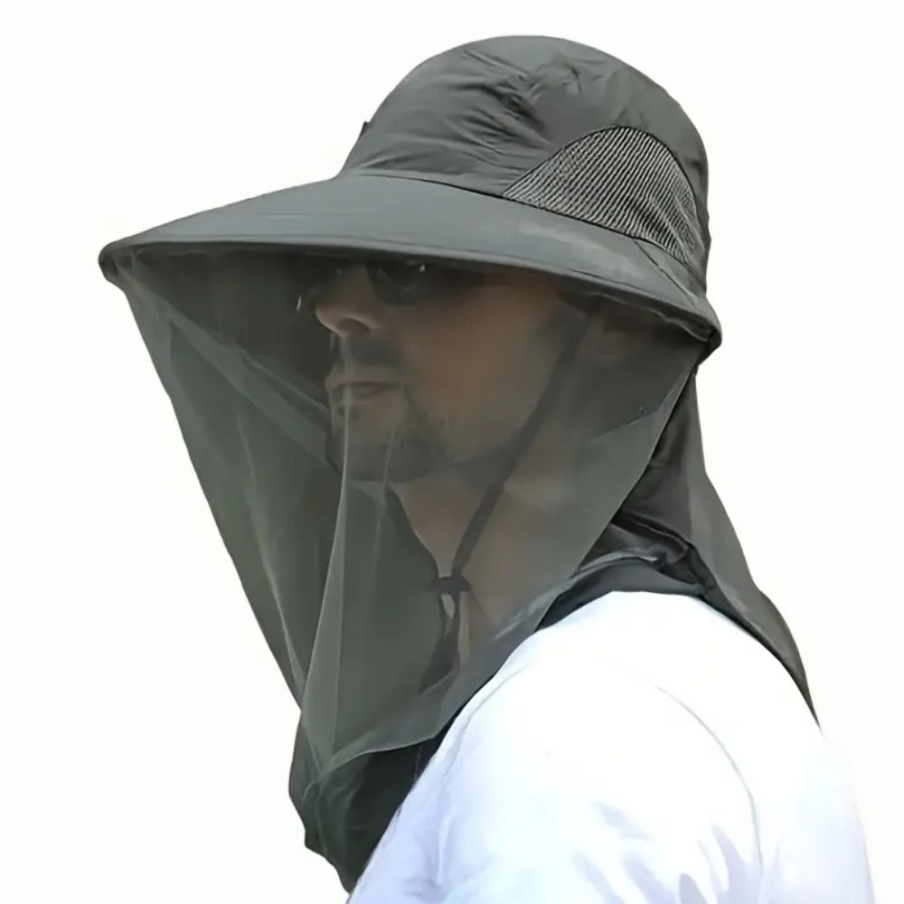 Breathable Sun and Mosquito Protection Wide Brim Hat - detail