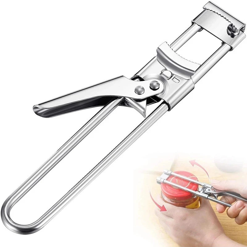 Adjustable Stainless Steel Multi Function Jar Opener - in use