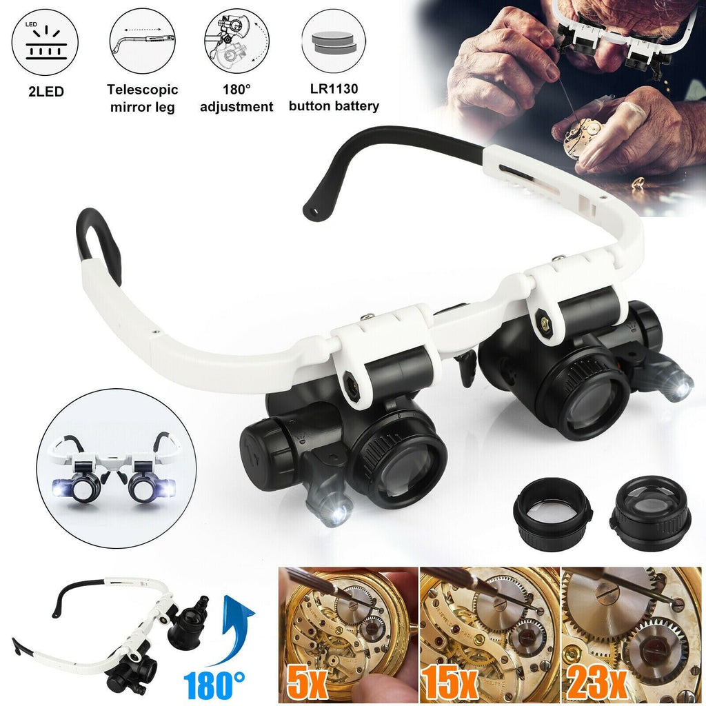 LED Head Magnifier with Interchangeable Lenses (10-25X) - in use
