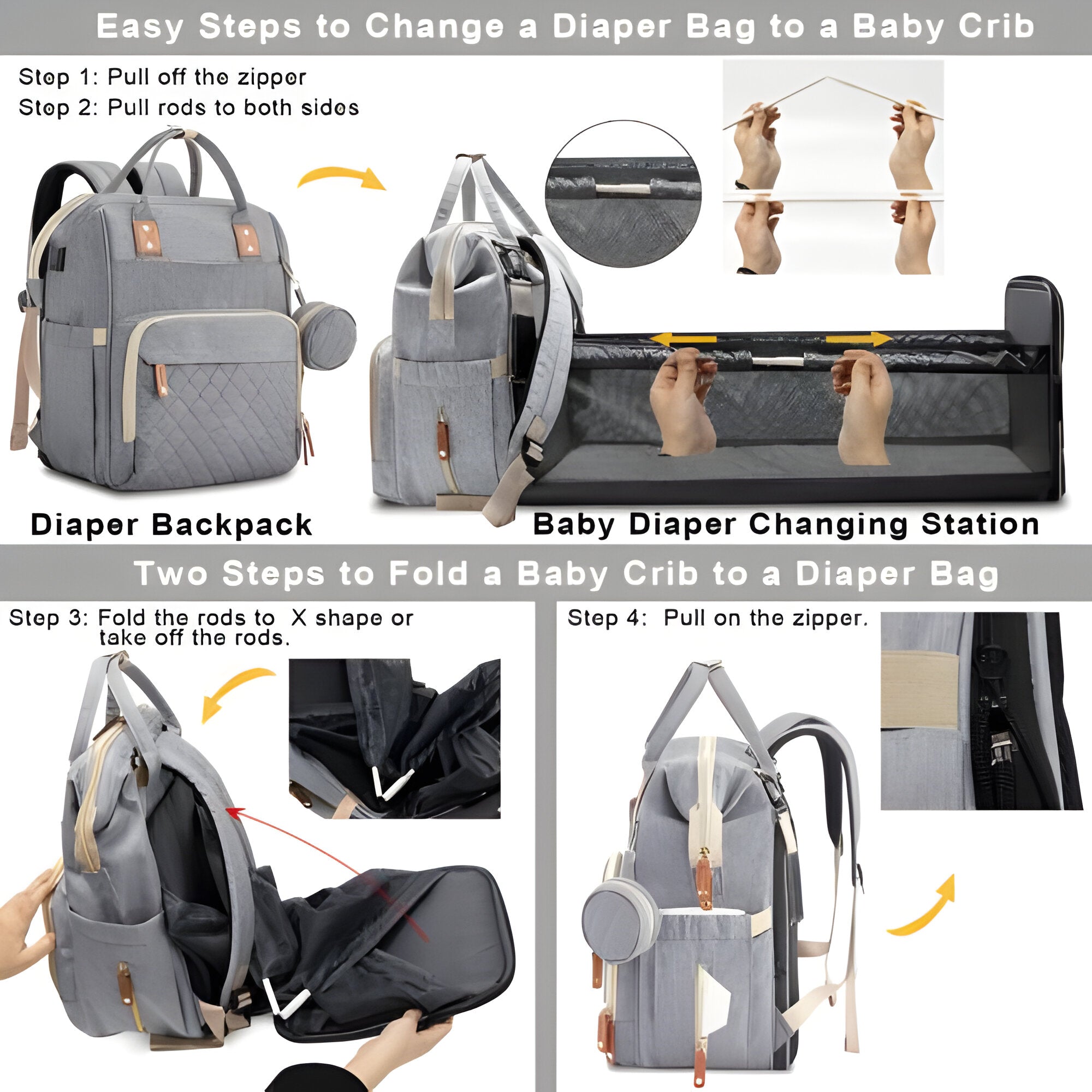 Changing bag - Travelling baby cot - alternate angle