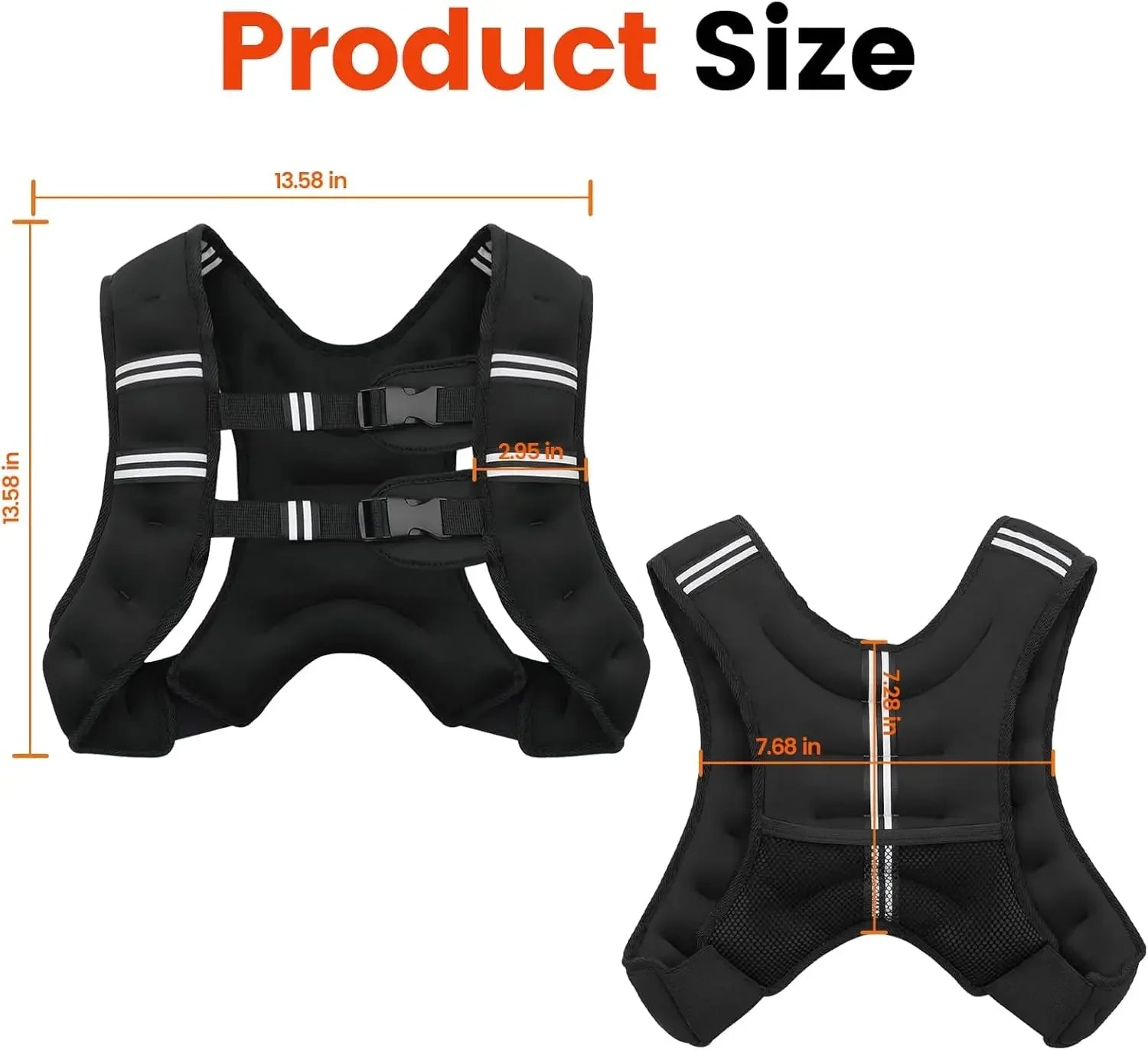 Adjustable Weighted Vest with Reflective Stripes - detail