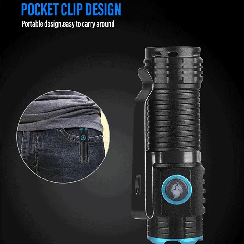 Compact Rechargeable Flashlight LED Torch - detail