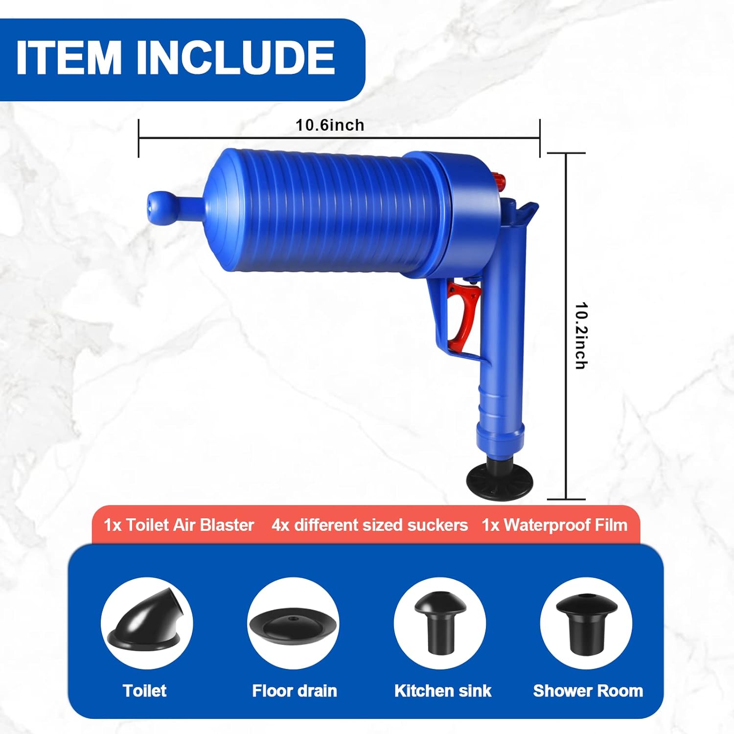 Drain Blaster Air Toilet Sink Plunger Gun Drain Clog Remover Tool - alternate angle