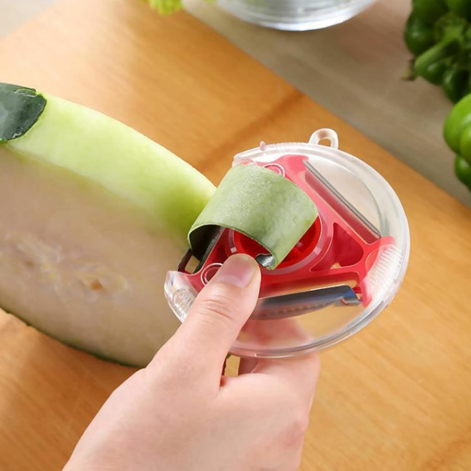 3-in-1 Vegetable Peeler, Shredder & Slicer - Multi-Function Kitchen Prep Tool - in use