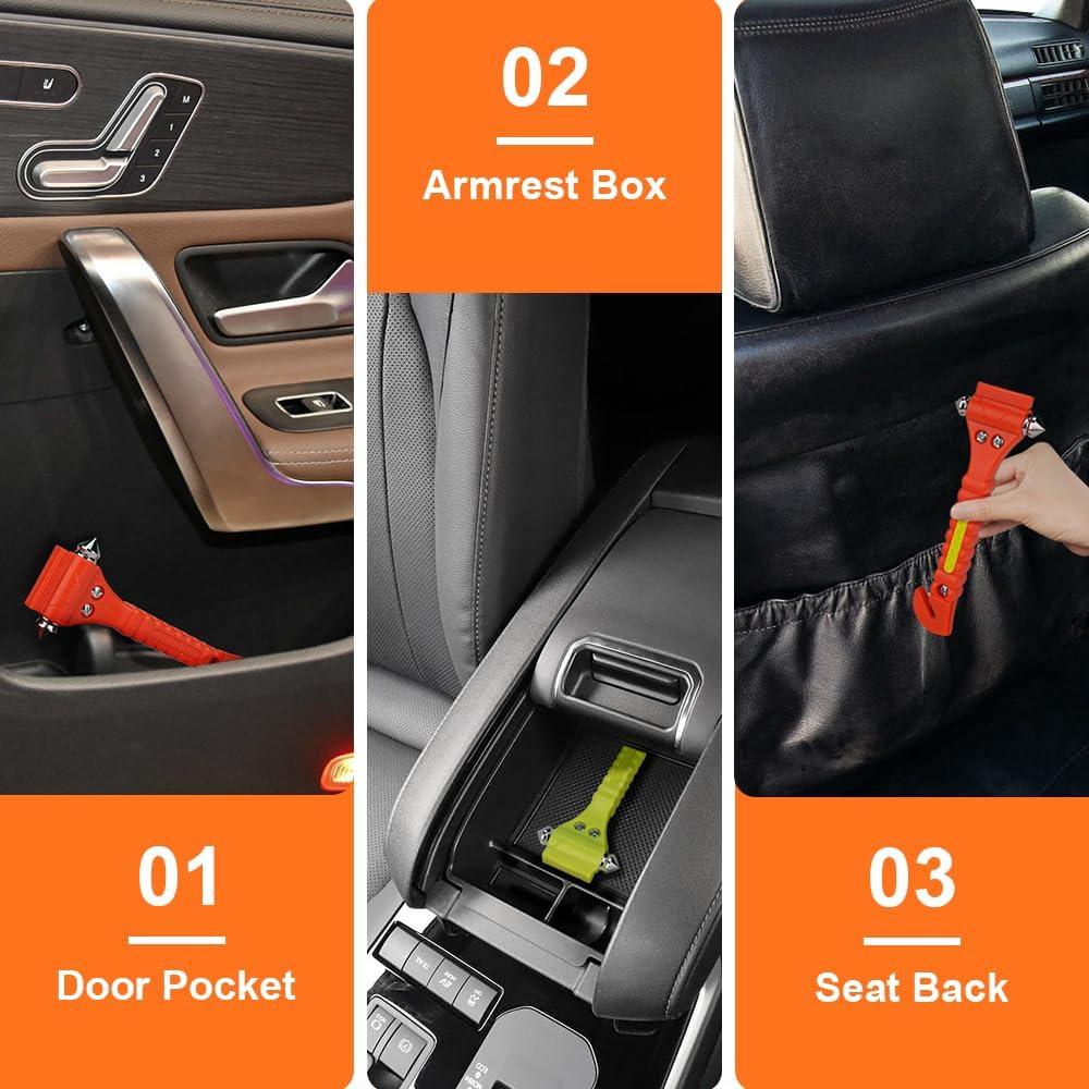 Car Safety Hammer Set Of 2 Emergency Escape Tool Auto Car Window Glass - in use