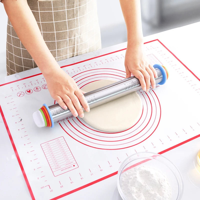Adjustable Rolling Pin with Rings - detail