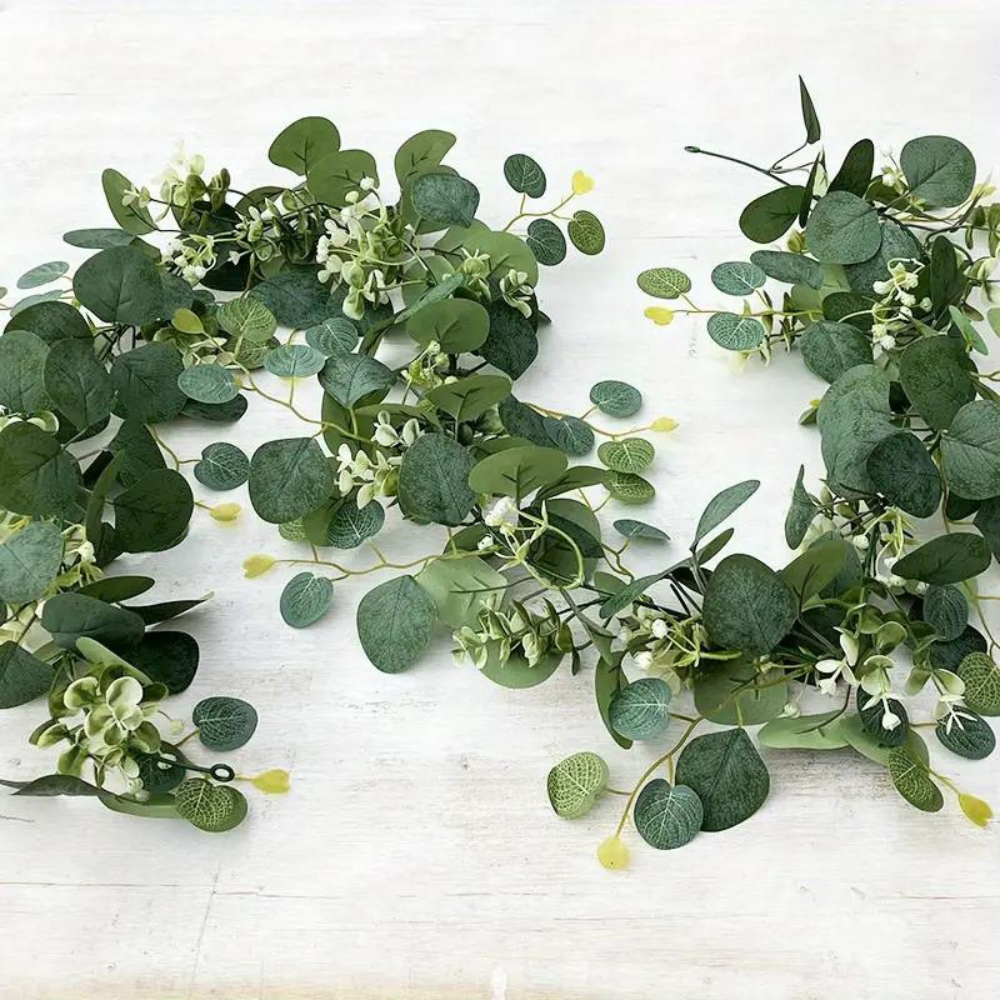 Elegant Decorative Faux Eucalyptus Garland - detail