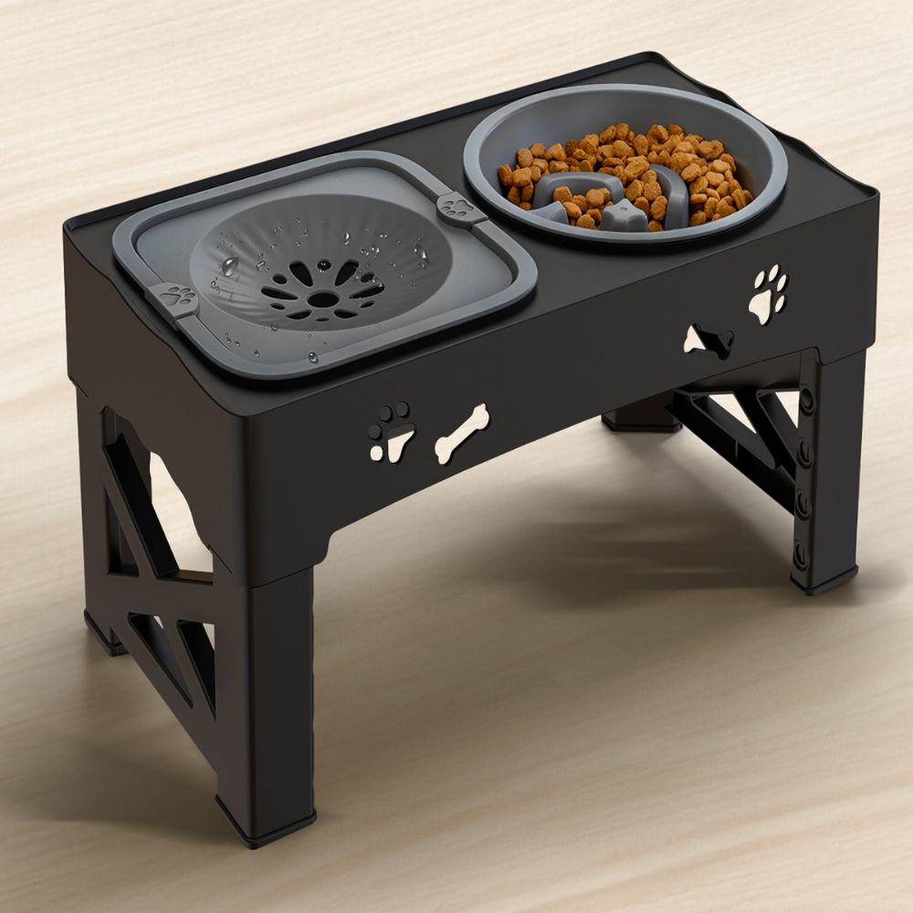 Adjustable Raised Pet Dog Slow Feeder - in use