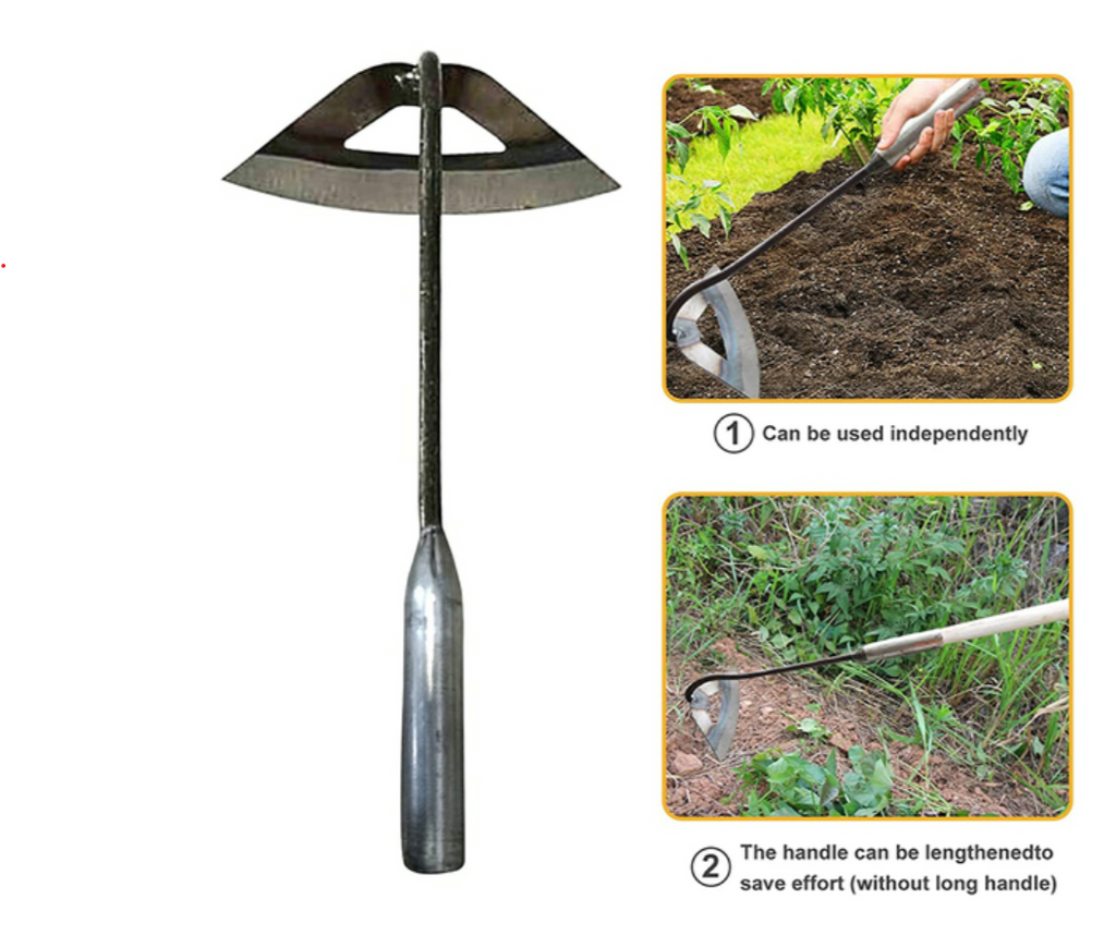 All Steel Hollow Hoe For Gardening - alternate angle