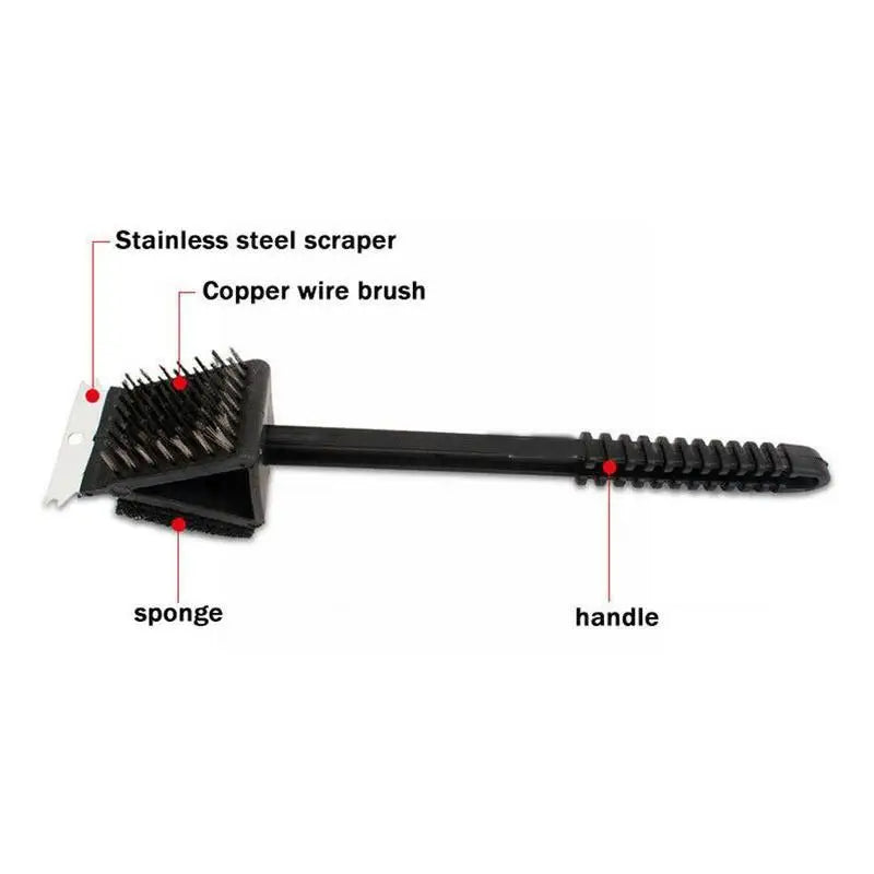 3 in 1 Barbecue Grill Brush with Scraper and Sponge - detail