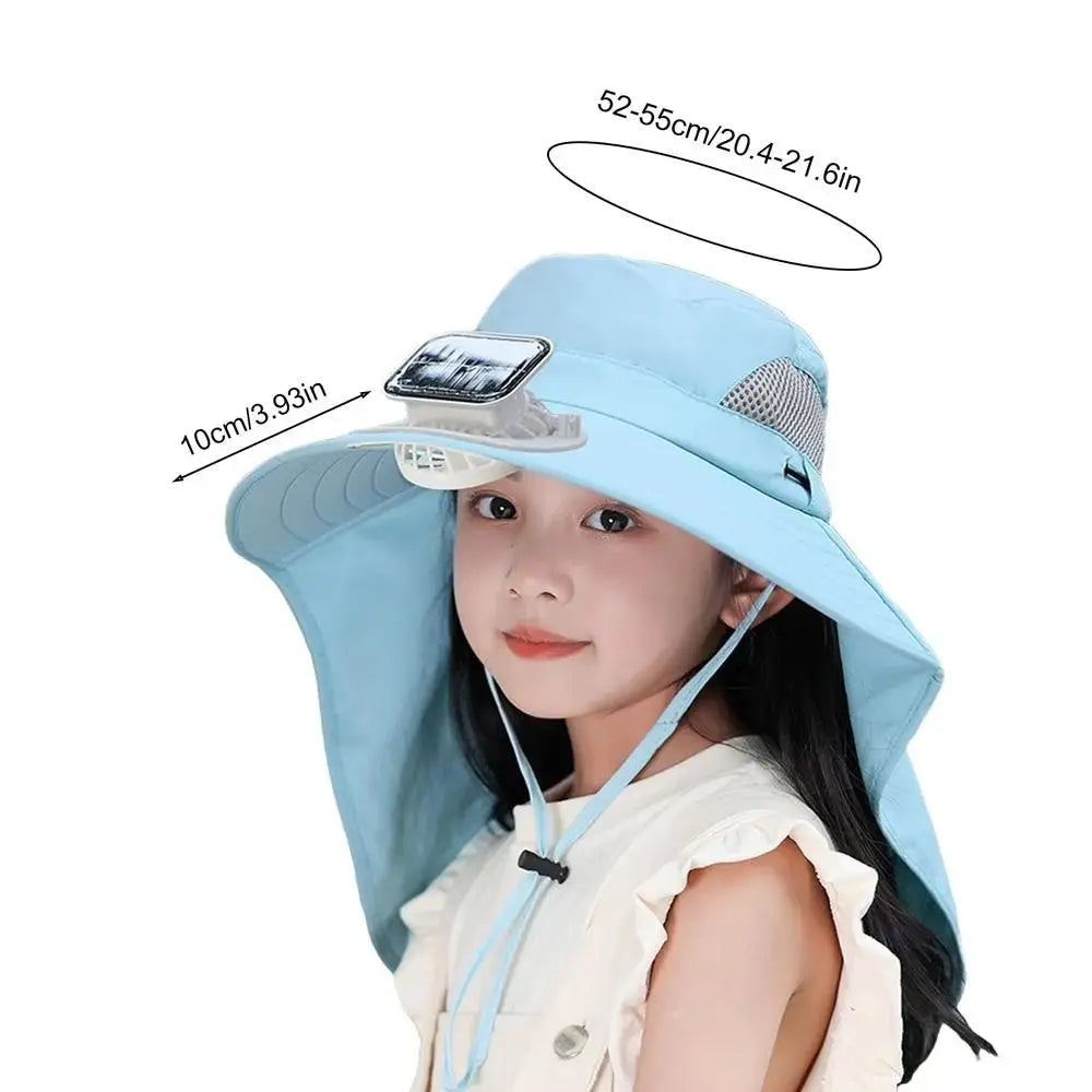 Adjustable Kids Solar Fan Hat - detail