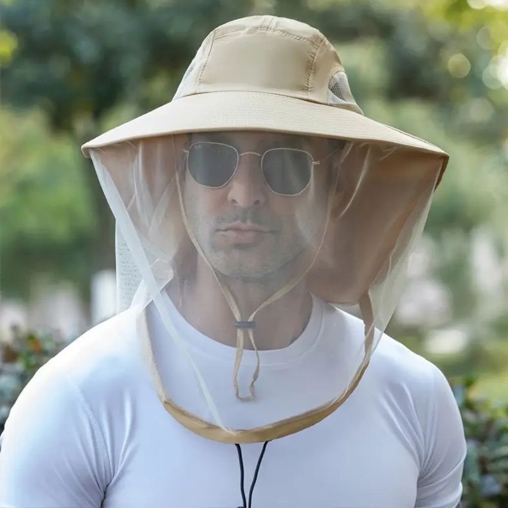 Breathable Sun and Mosquito Protection Wide Brim Hat - detail