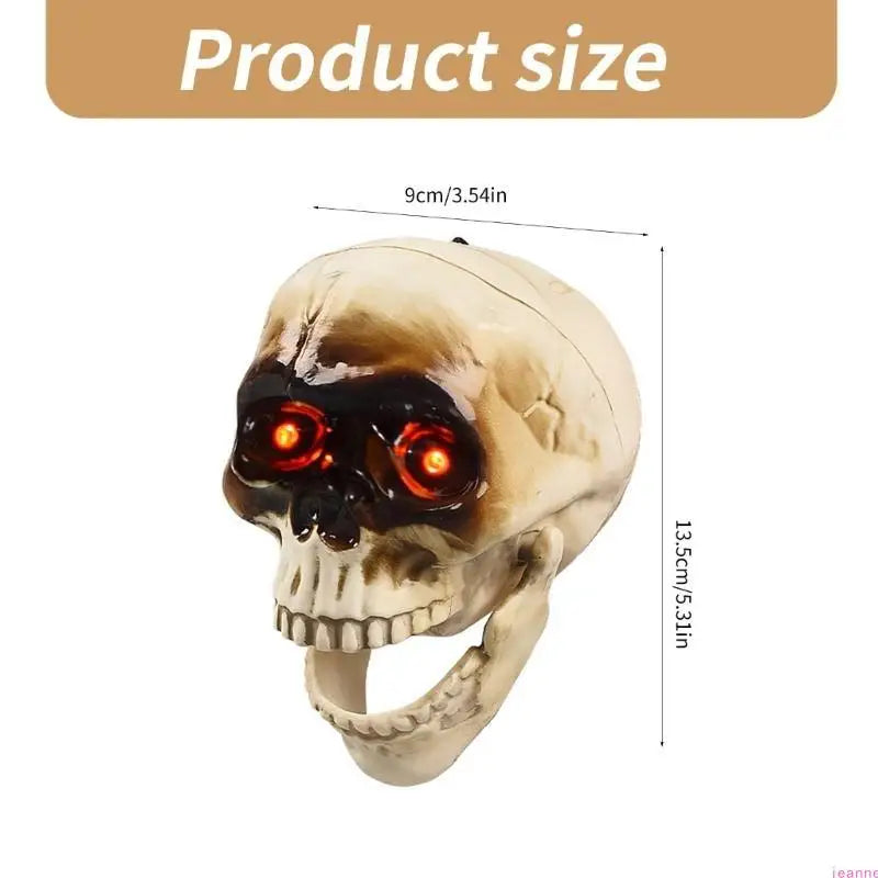 Animated Halloween Skeleton Head with Flashing Eyes - in use