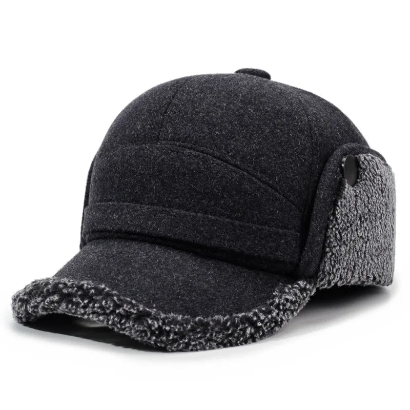 Baseball Cap with Fleece Earflaps for Winter - in use