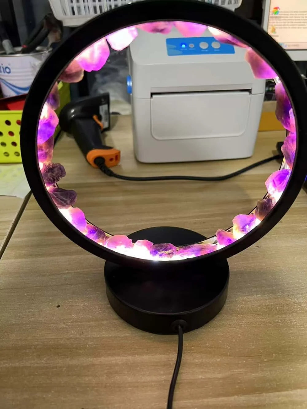 Healing Stone Night Lamp with Crystal Column Design - detail