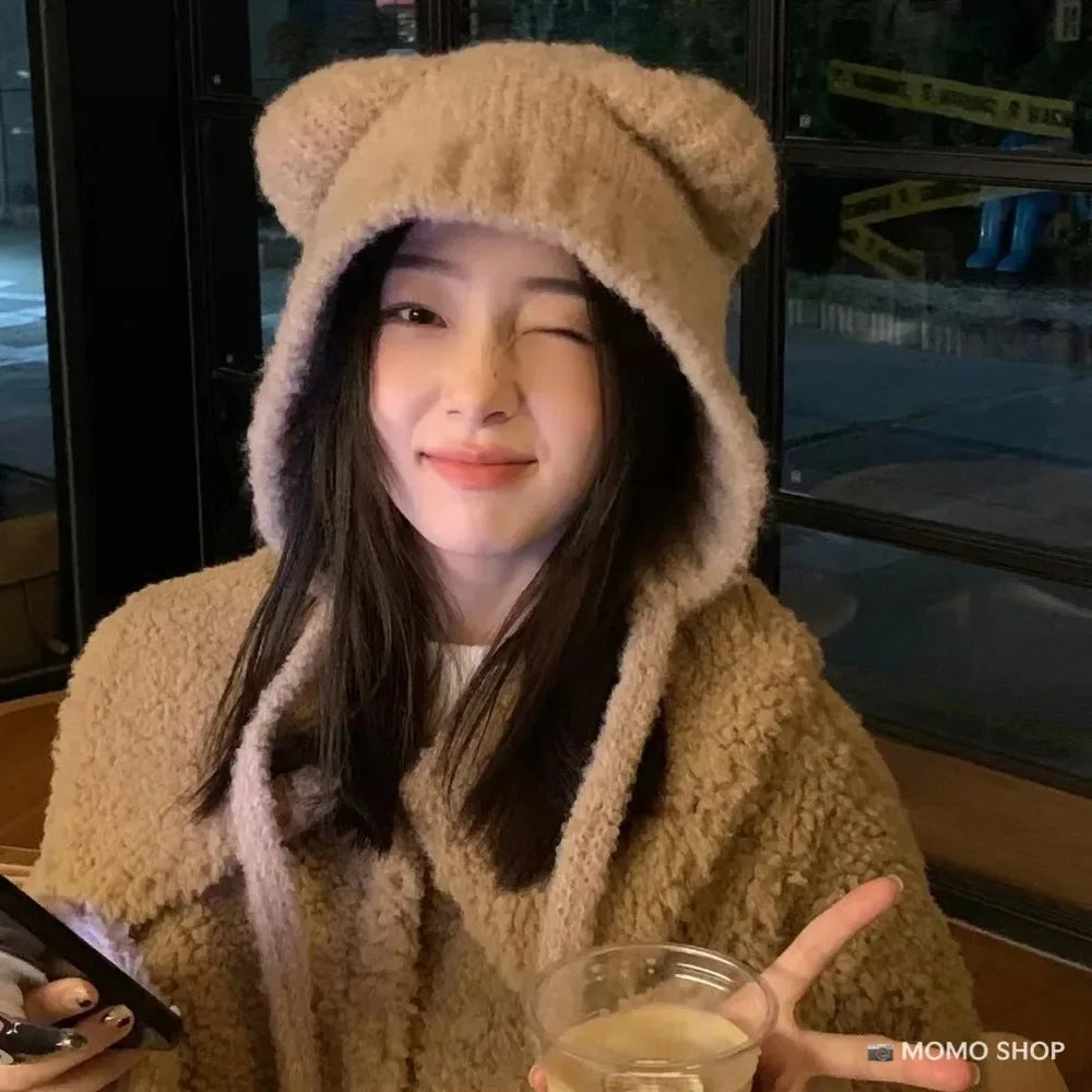 Cute Bear Ear Winter Hat - detail