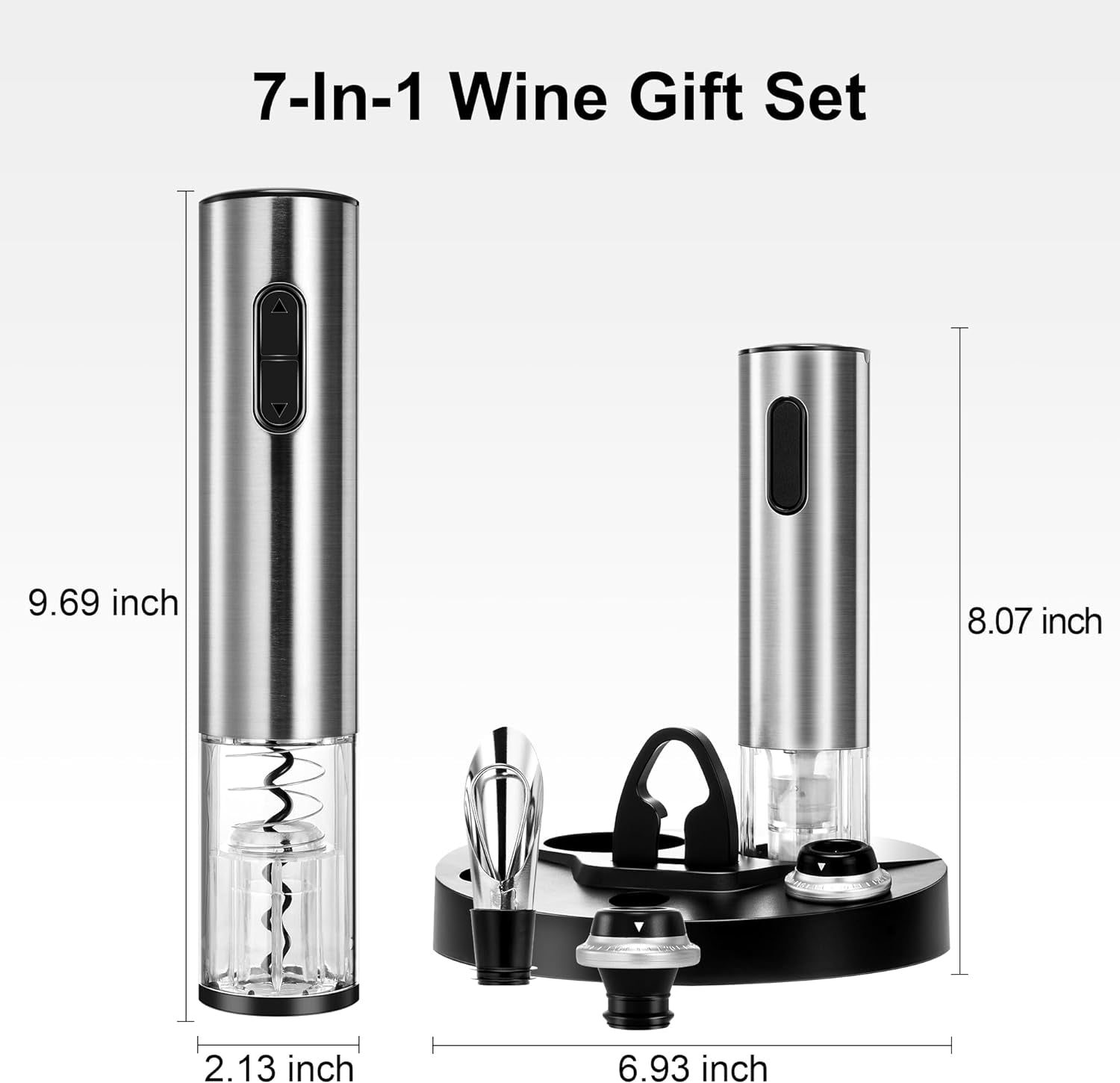 Electric Wine Bottle Opener Set with Vacuum Preserver, Automatic - in use