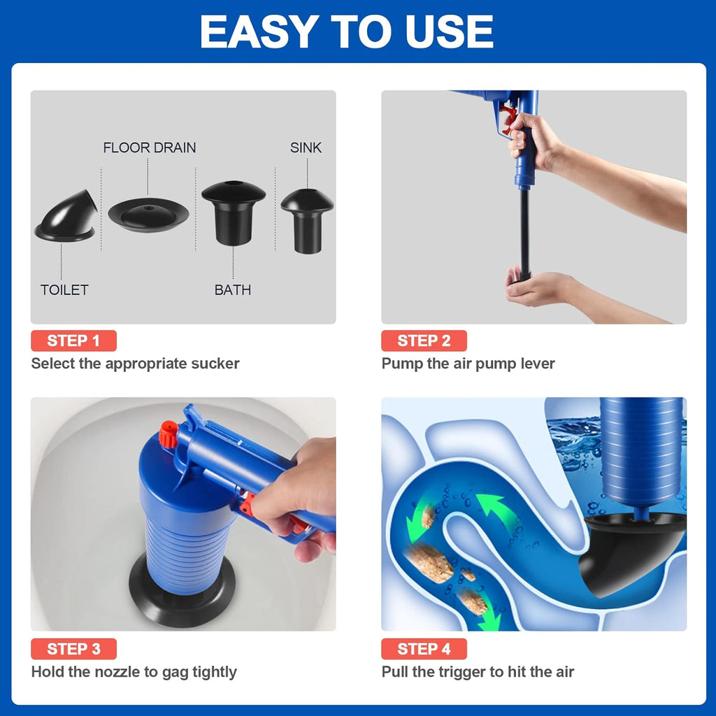 Drain Blaster Air Toilet Sink Plunger Gun Drain Clog Remover Tool - detail