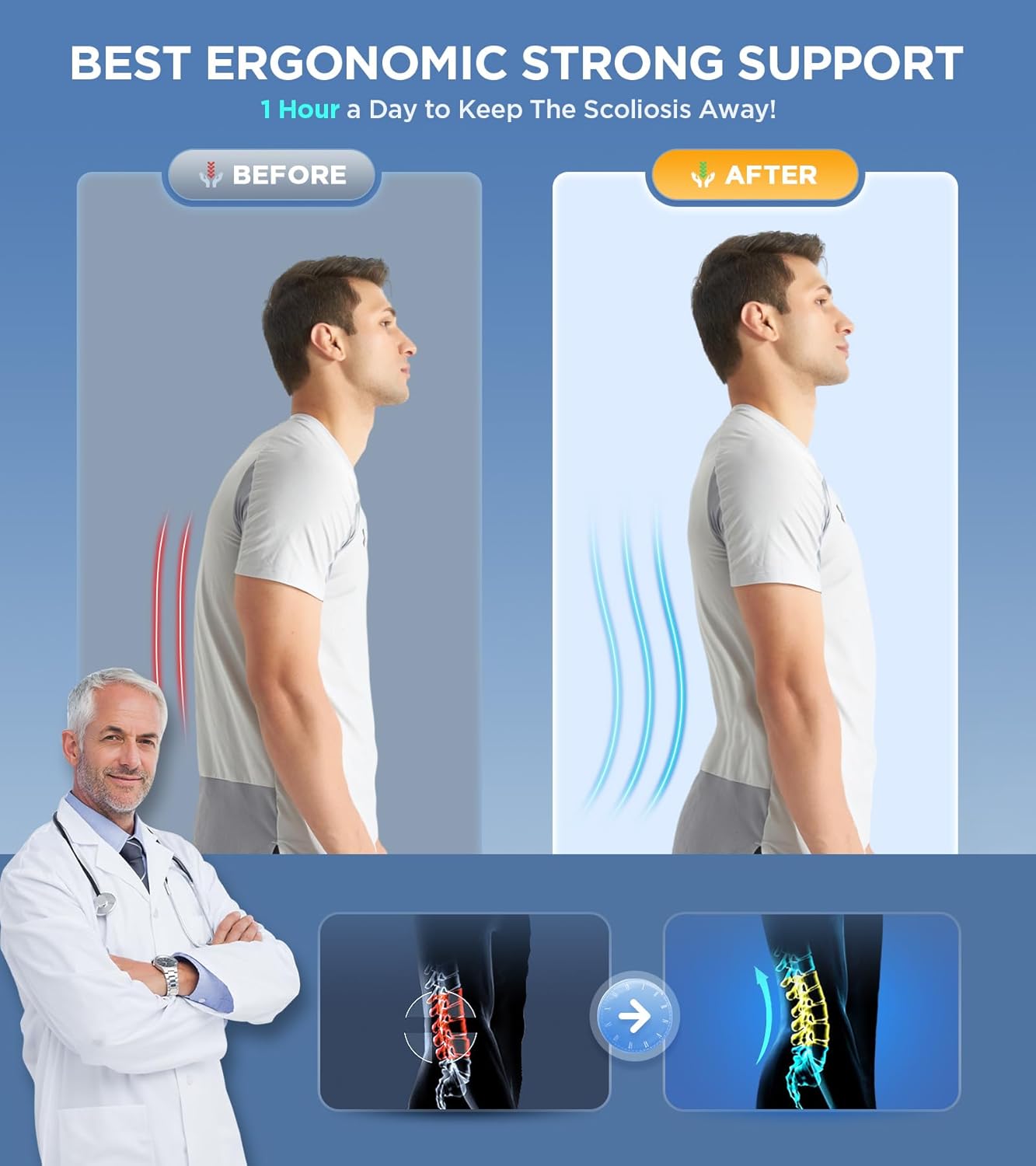 Back Lumbar Brace For Lower Back Pain - in use