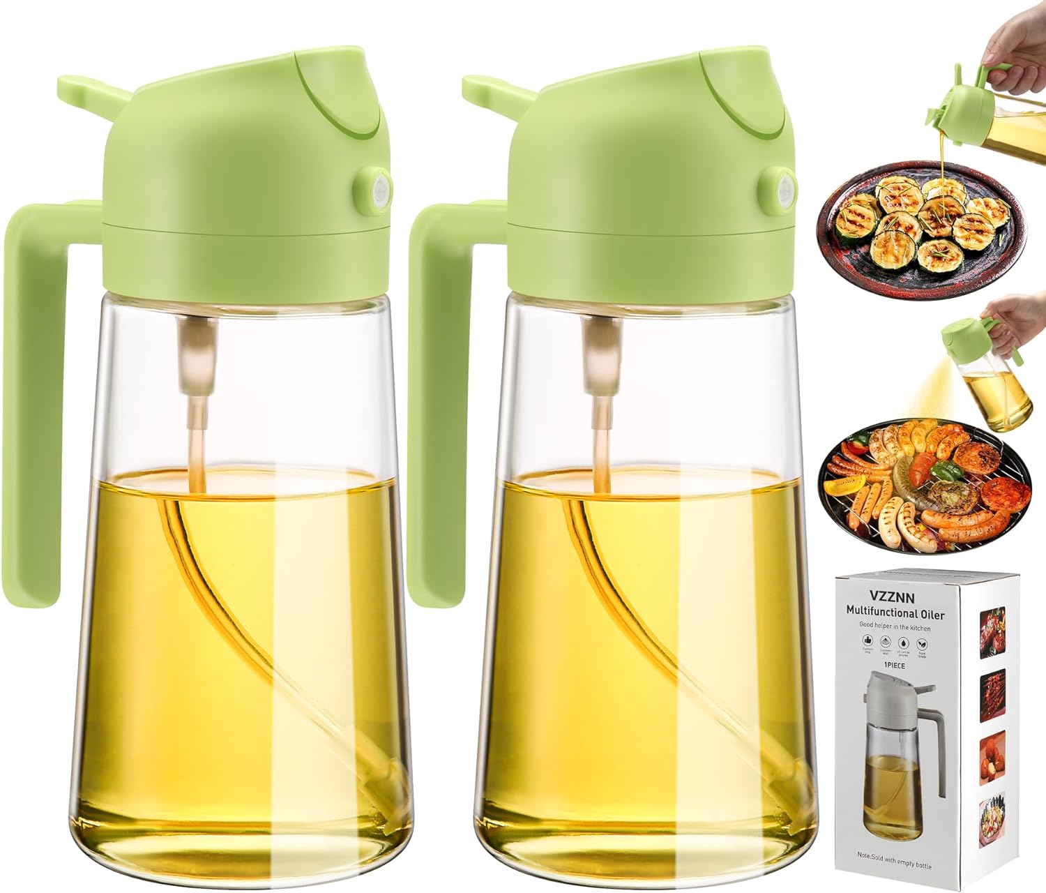 2-in-1 Oil Dispenser and Sprayer Bottles (2-Pack)
