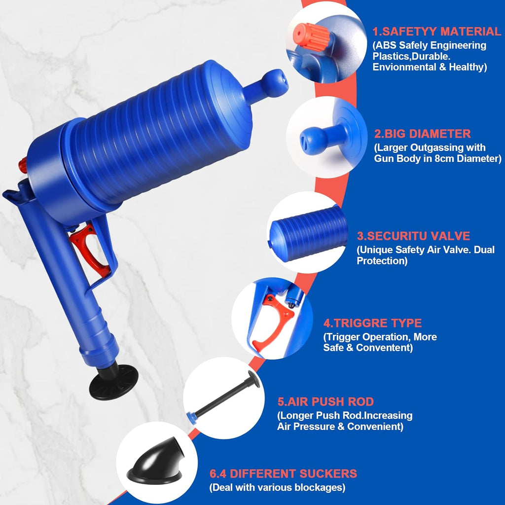 Drain Blaster Air Toilet Sink Plunger Gun Drain Clog Remover Tool - detail