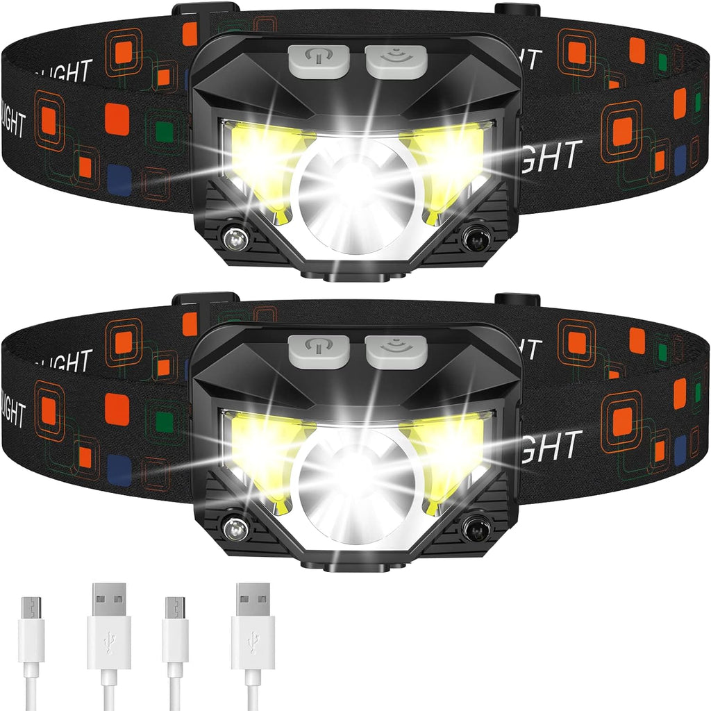2-Pack Ultra-Bright Led Rechargeable Headlamp Flashlight Waterproof