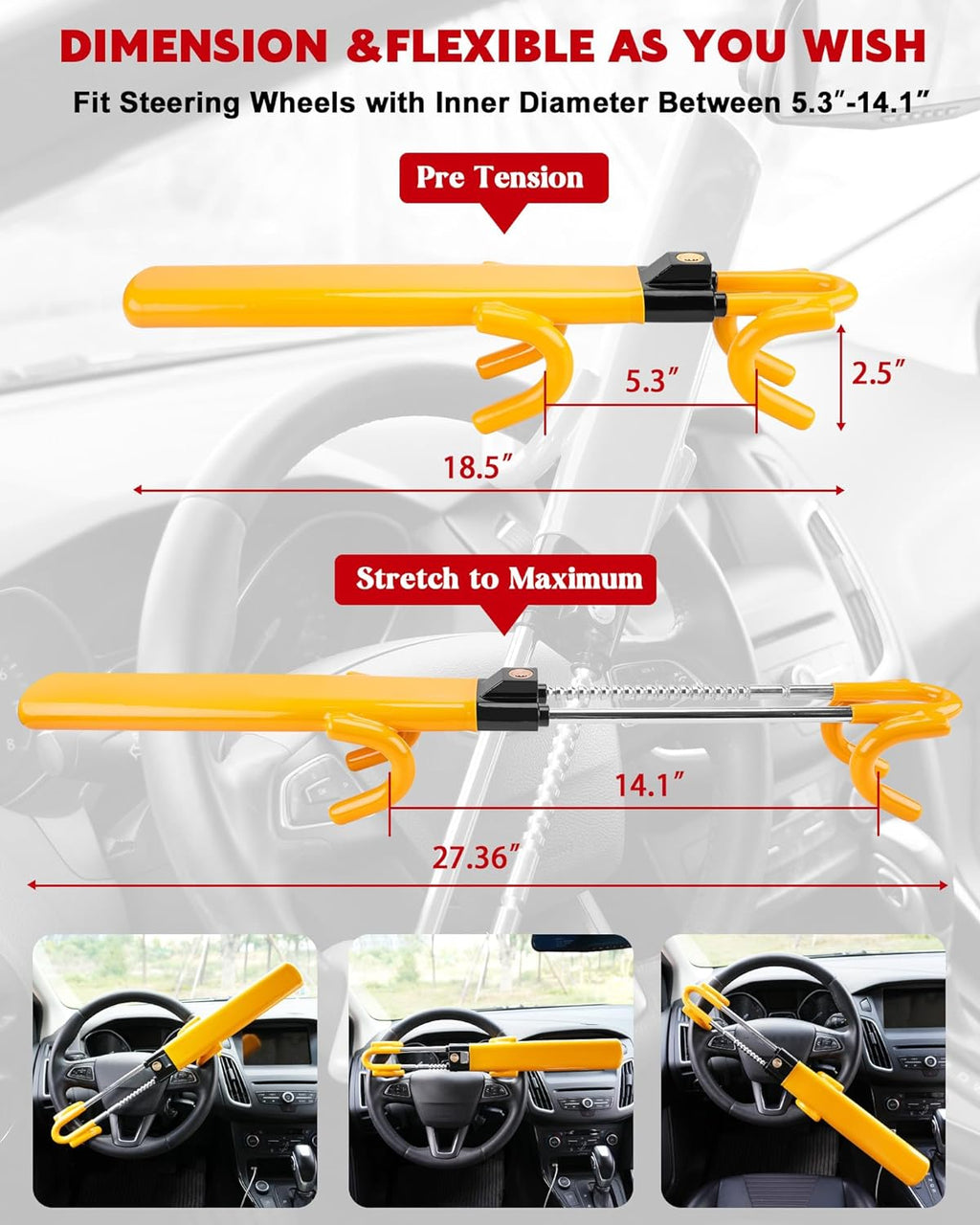 Car Steering Wheel Lock - in use