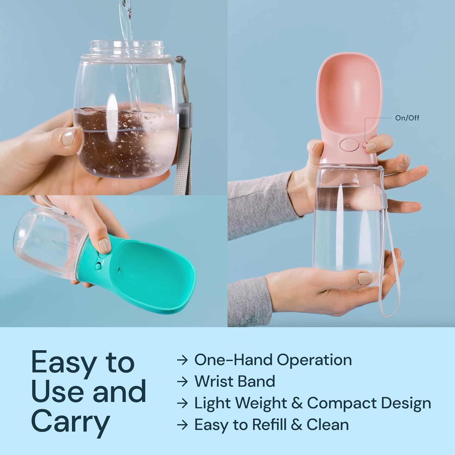 Puchica 19oz Portable Dog Water Bottle & Travel Bowl - in use