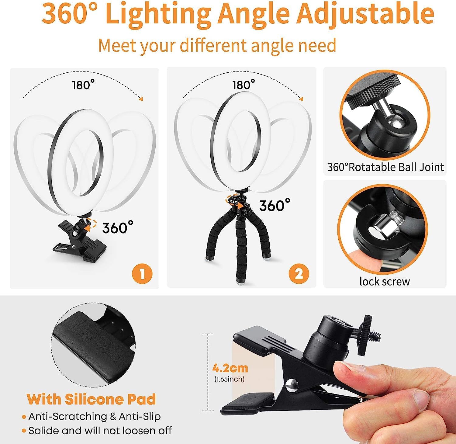 Clip on Laptop Ring Light - detail