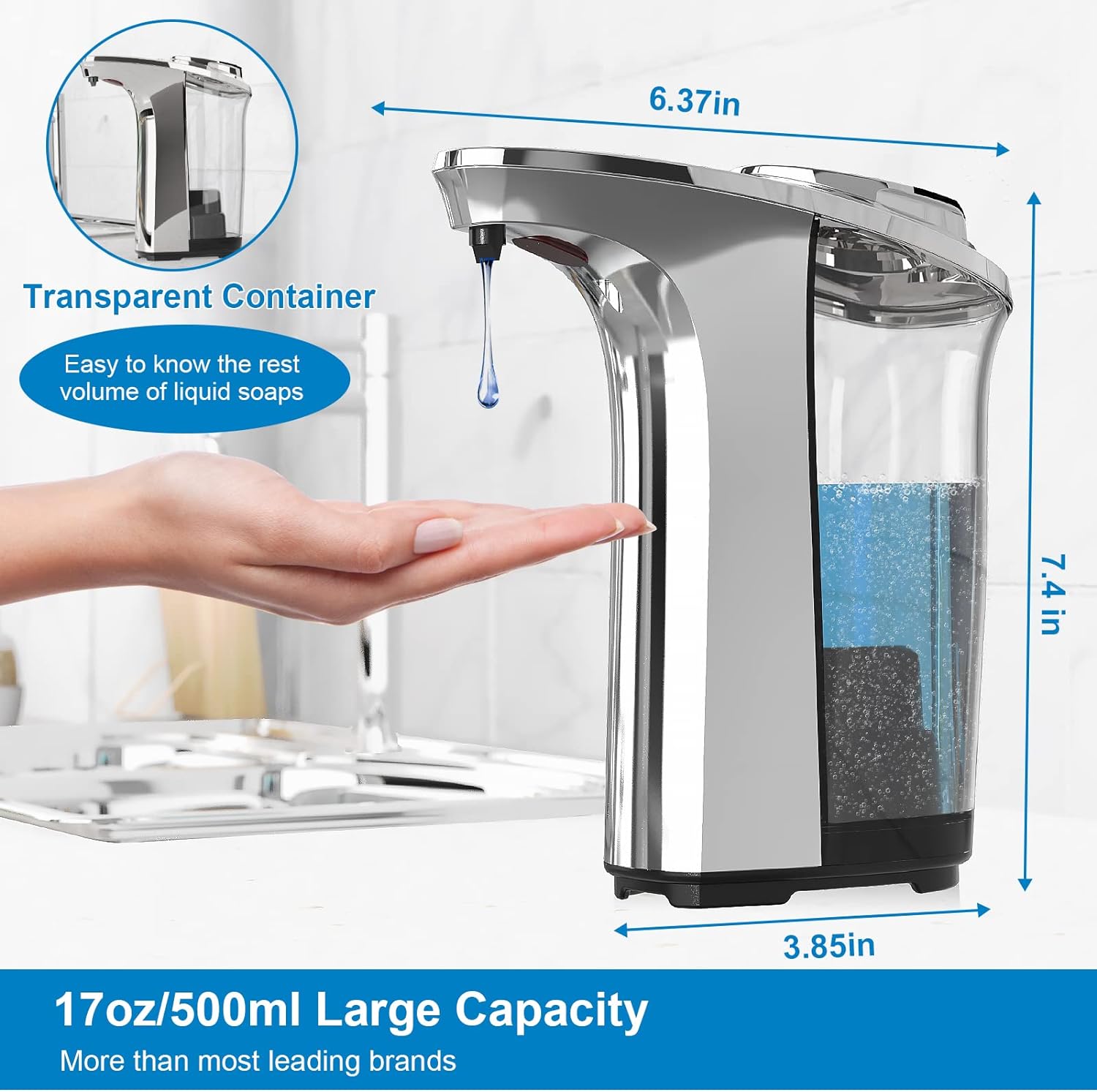 Automatic Touchless Dish Soap Dispenser For Kitchen And Bathroom - alternate angle