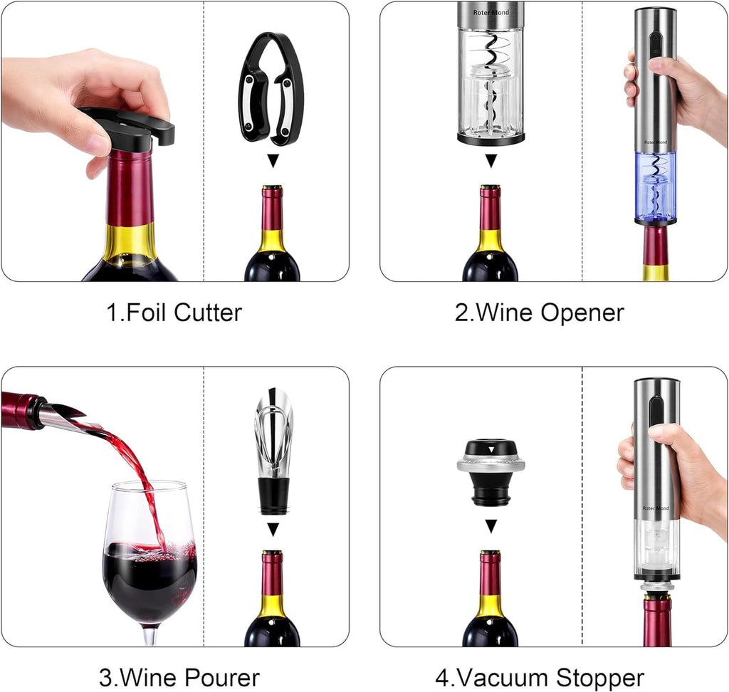 Electric Wine Bottle Opener Set with Vacuum Preserver, Automatic - detail