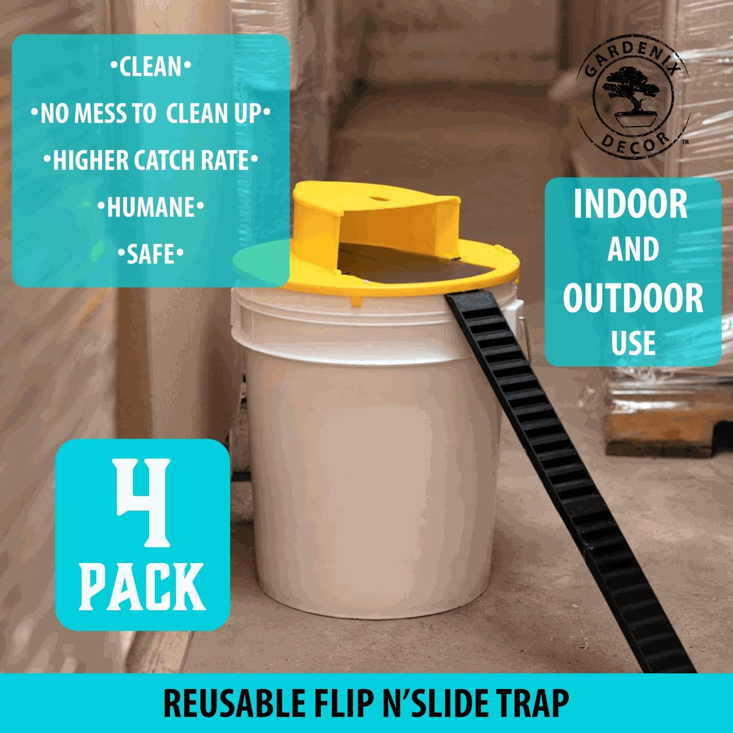 4-Pack Bucket Lid Mouse Trap - alternate angle