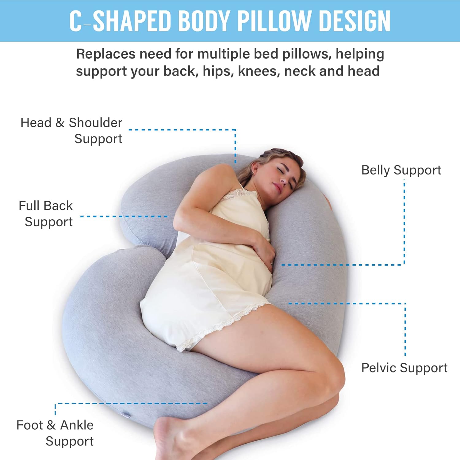 C Shaped Full Body Pregnancy Pillow - detail