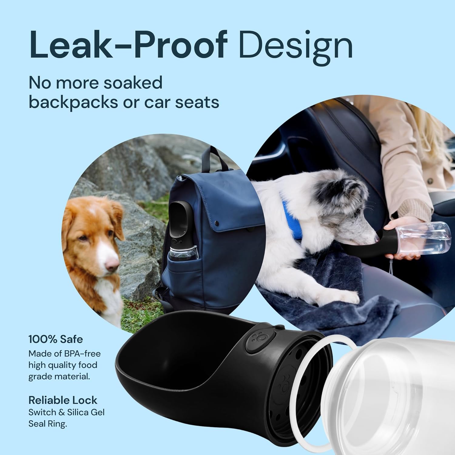 Puchica 19oz Portable Dog Water Bottle & Travel Bowl - detail
