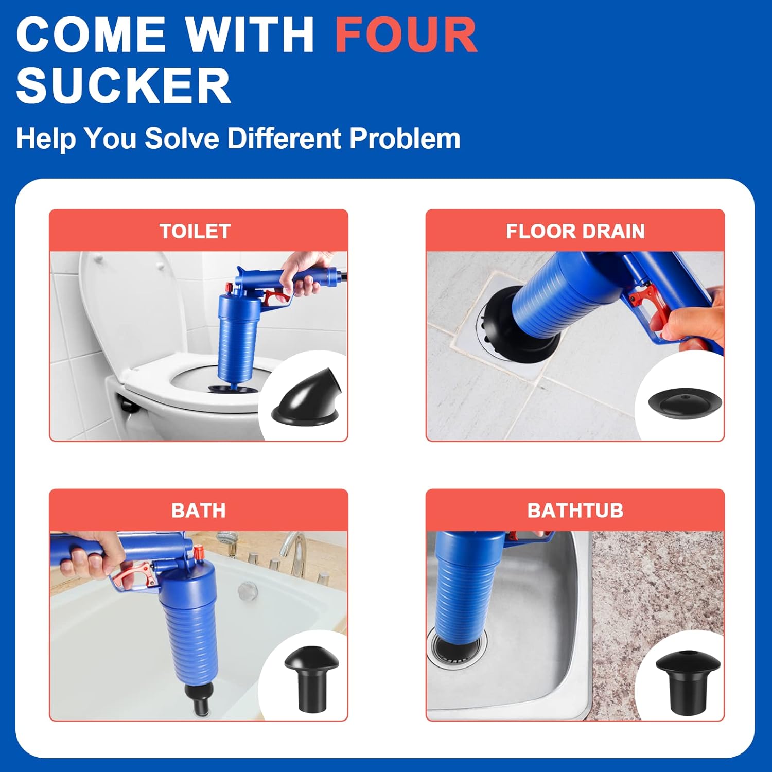 Drain Blaster Air Toilet Sink Plunger Gun Drain Clog Remover Tool - in use