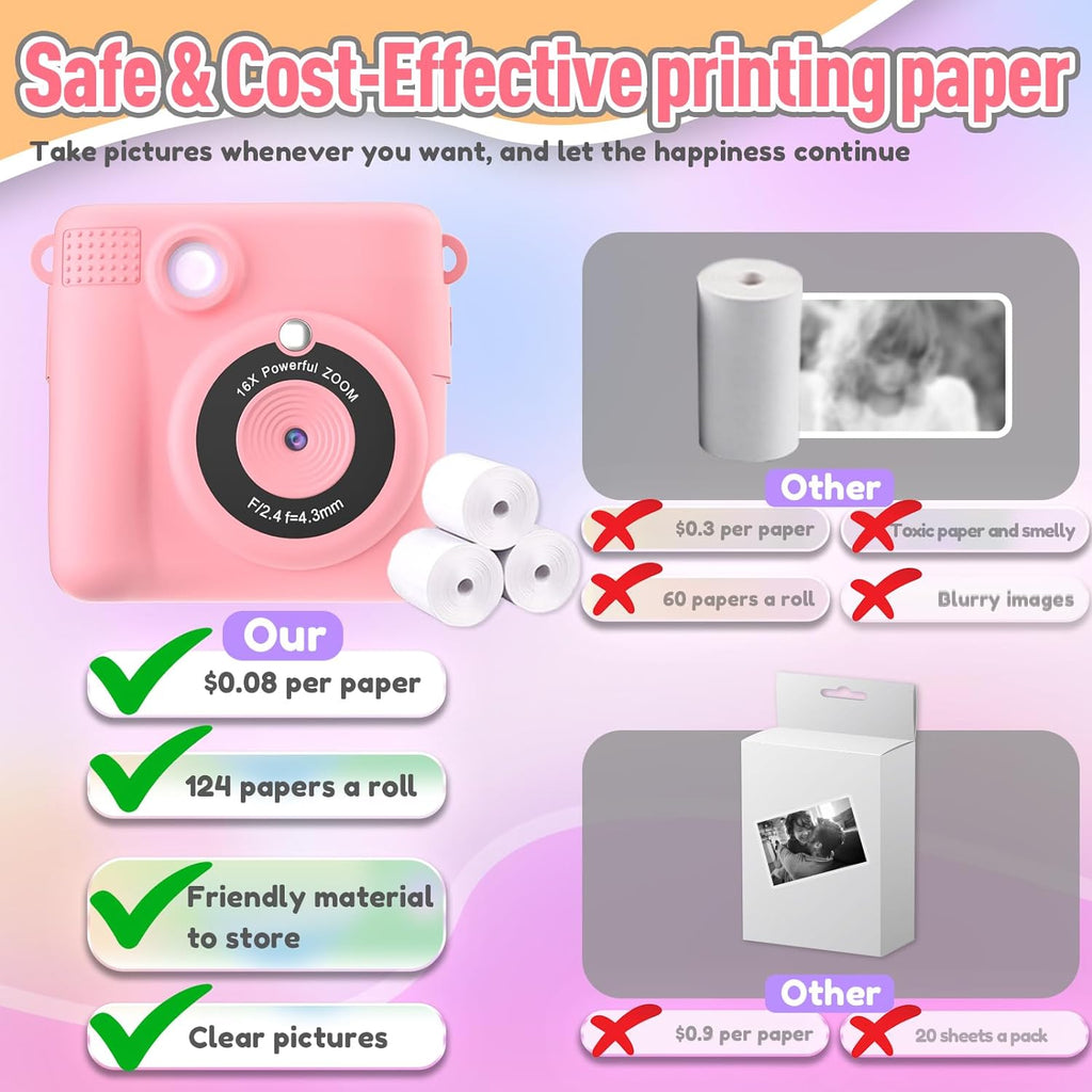 Digital Instant Print Portable Camera For Kids - alternate angle