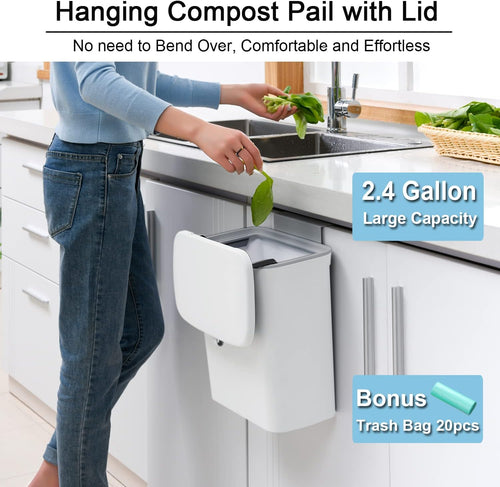 2.4 Gallon Kitchen Compost Bin For Counter Top Or Under Sink - alternate angle