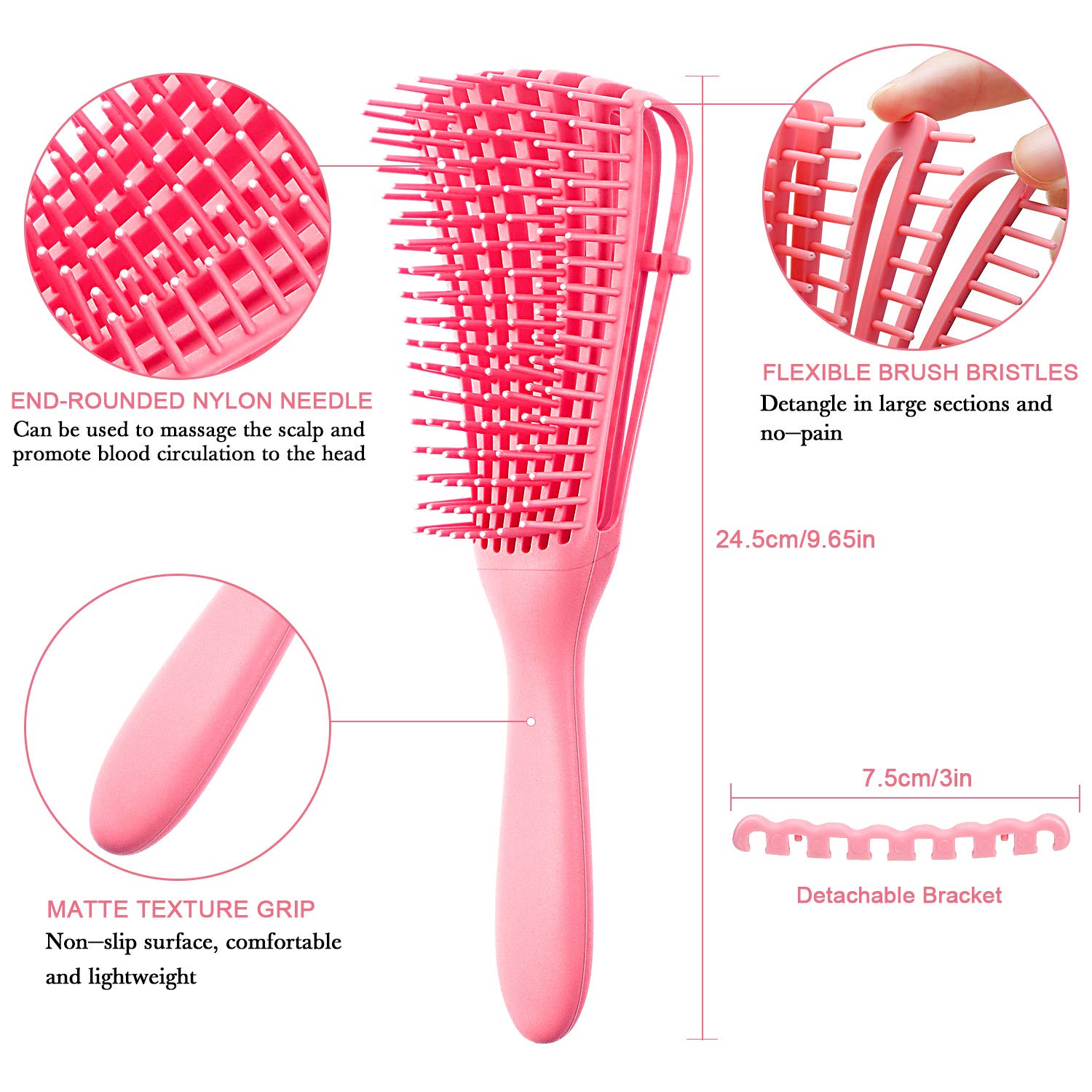 2-Pack Detangling Brushes for Textured Hair (3a to 4c) - in use