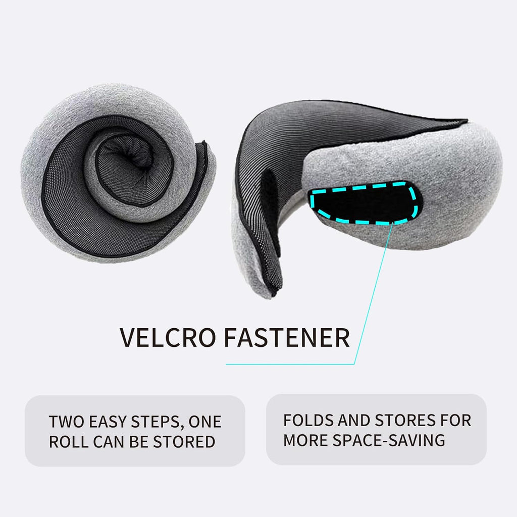 Ergonomic Travel Neck Pillow - Memory Foam Support for Airplane & Car - in use