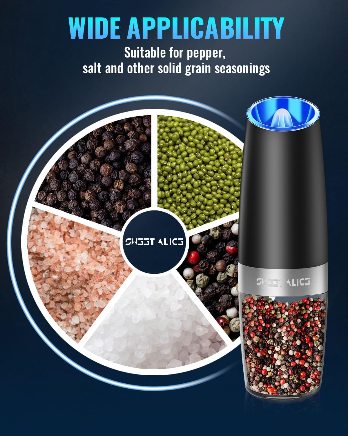 Electric Salt And Pepper Grinder - alternate angle