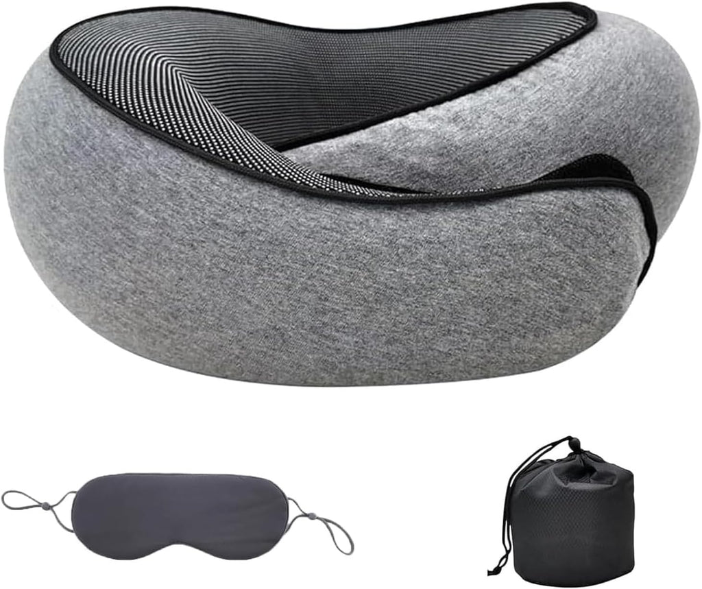 Ergonomic Travel Neck Pillow - Memory Foam Support for Airplane & Car