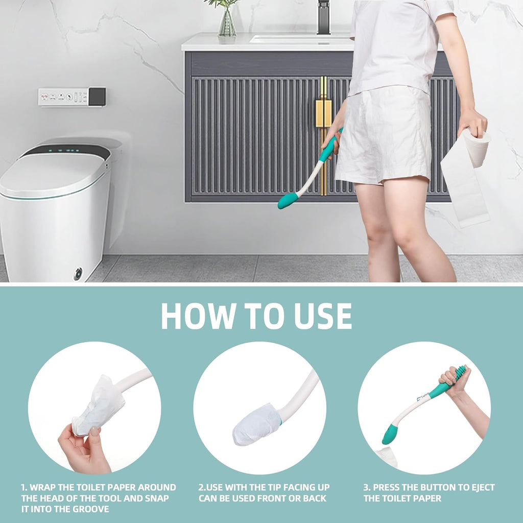 2pcs Toilet Aid For Wiping Long Reach Comfort Butt Wiper Tools - in use