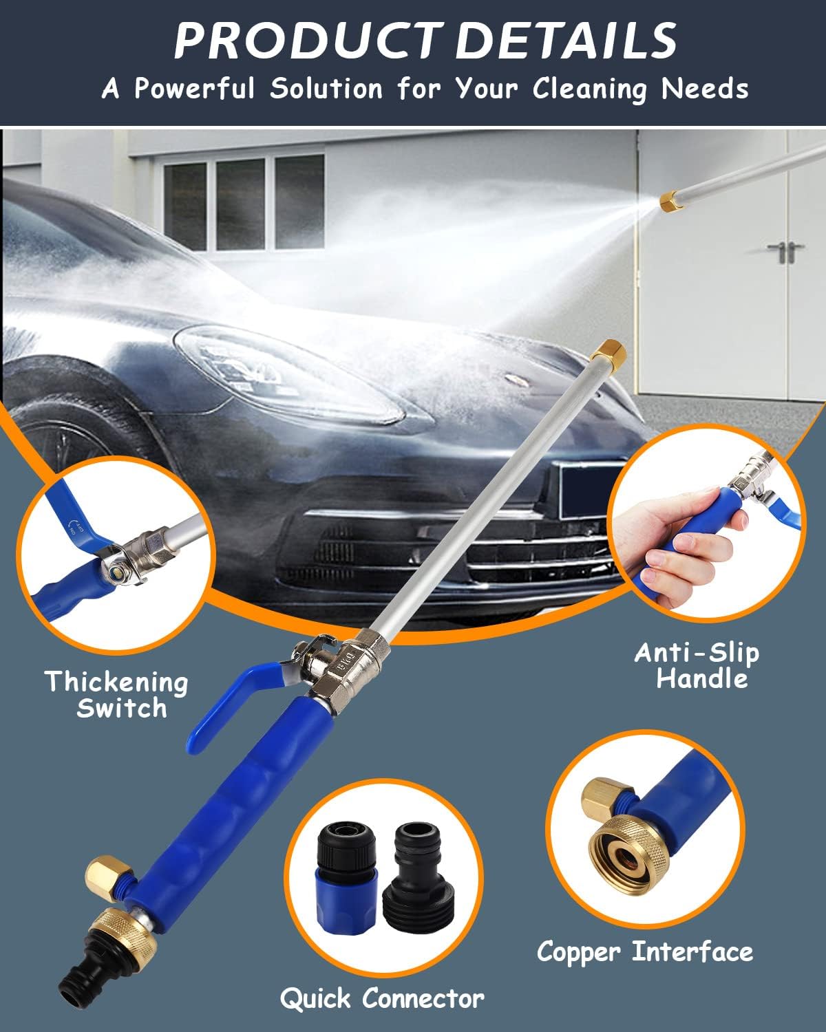High-Pressure Washer Spray Nozzle Car Wash Water Hose - alternate angle