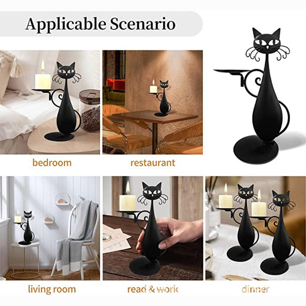 Black Cat Candle Holder - detail