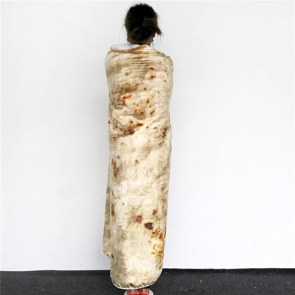 Burrito Tortilla Food Throw Blanket - in use