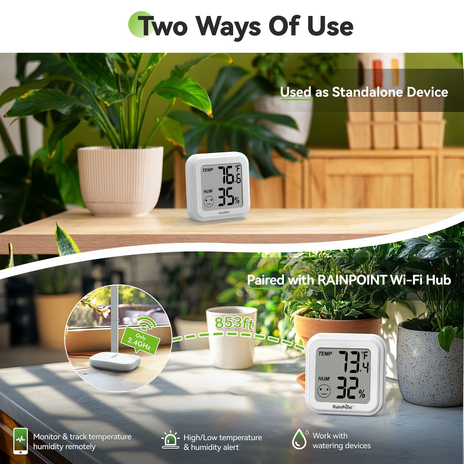 Rainpoint WiFi Thermo-Hygrometer - in use