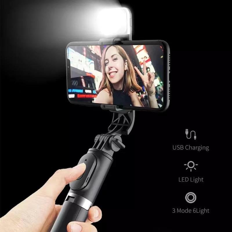 6-in-1 Bluetooth Selfie Stick with Tripod, Fill Light & Detachable - detail