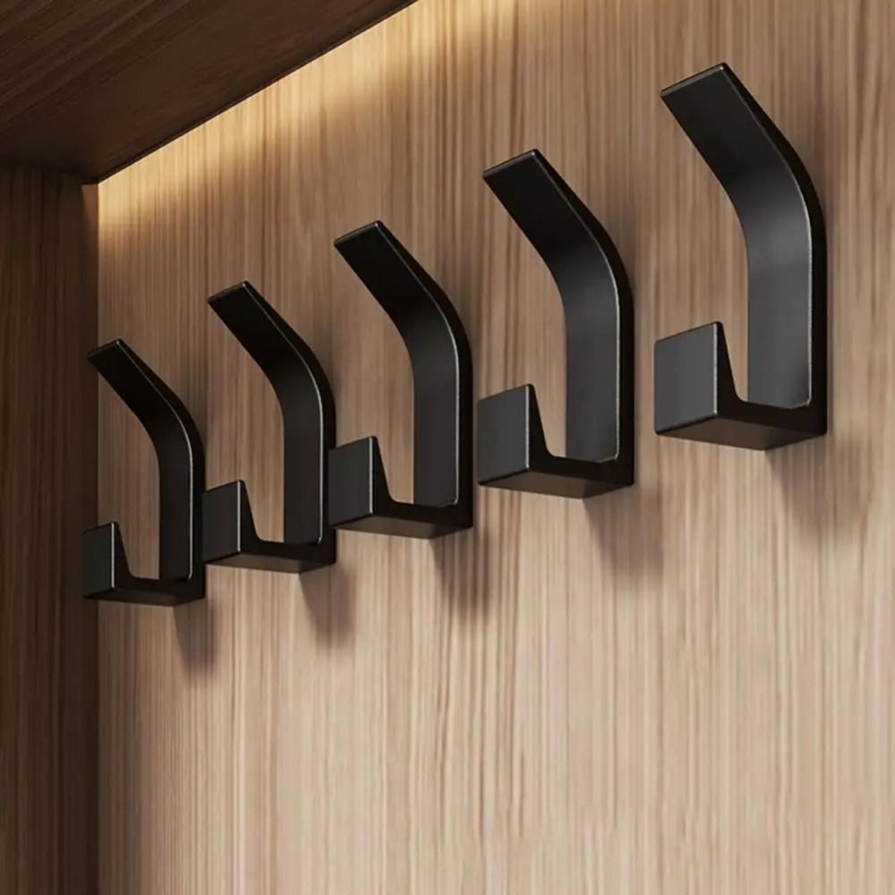 5-Pack Self-Adhesive Wall Hooks for Coats | 12 lb Capacity, No-Drill